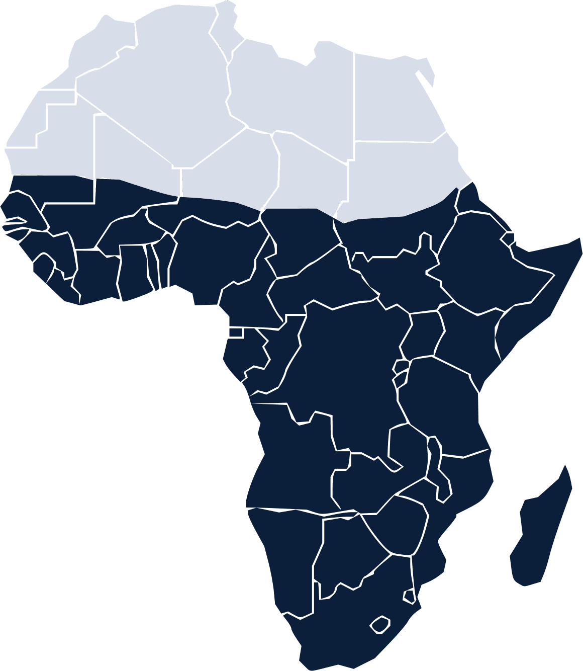 Afrique subsaharienne, zone de couverture de la plateforme
